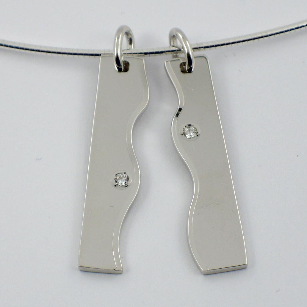 Partnerschafts Anhänger 2 teilig Silber