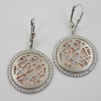 Silber Ohrhänger teilrosevergoldet mit Zirkonia Steinen