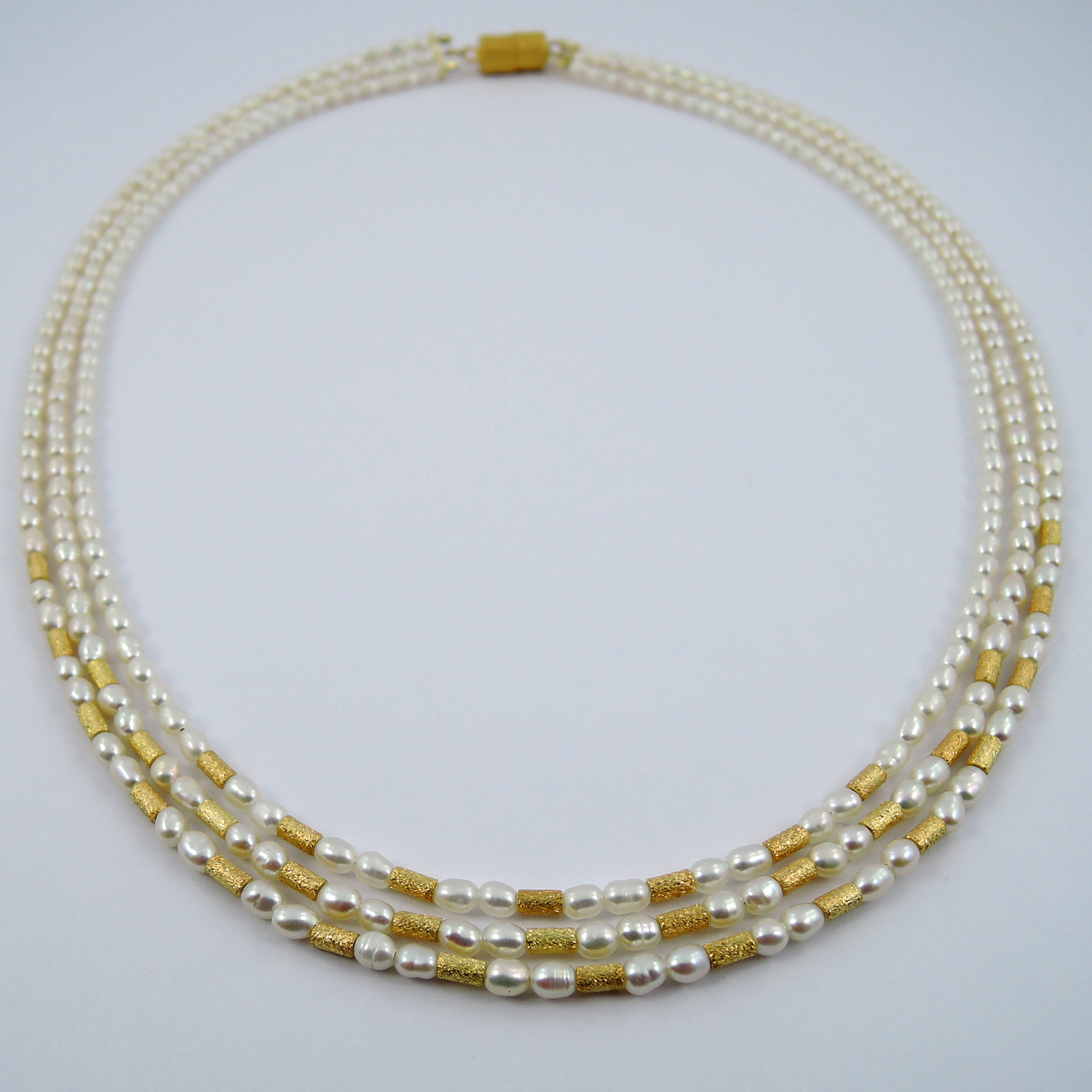 Süßwasserperlen Collier 3reihig