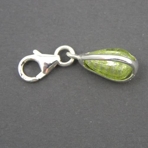 Bettelanhänger Charms Tropfen 925 Silber syn. Einlage grün