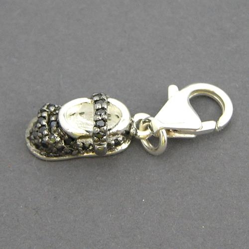 Bettelanhänger Charms Schuh 925 Silber Zir.schwarz