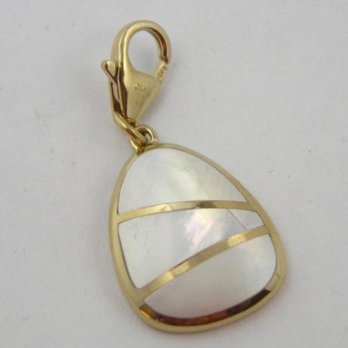 Bettelanhänger Charms mit Perlmutteinlage 925 Silber/vergoldet