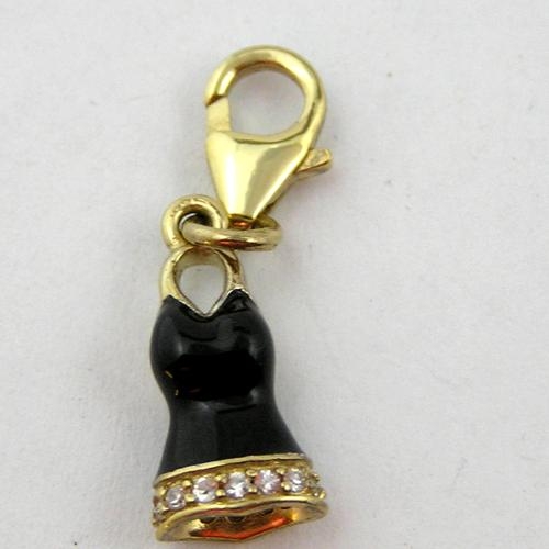 Bettelanhänger Charms Kleid mit schwarzer Einlage/Zir. 925 Silbe