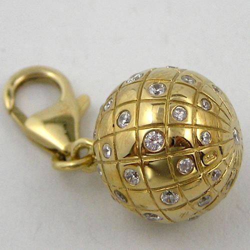 Bettelanhänger Charms Kugel 925 Silber/vergoldet mit Zir.