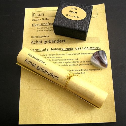 Horoskopstein Fisch in Geschenkpackung