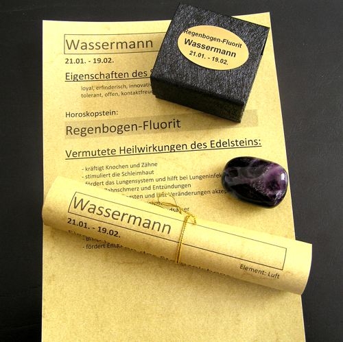 Horoskopstein Wassermann in Geschenkpackung