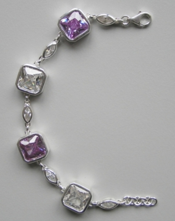SilberArmband Zirkonia Weiß-Flieder