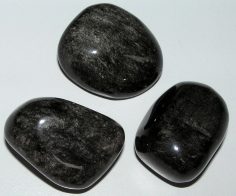 Trommelstein Obsidian Silber 1 Stück 