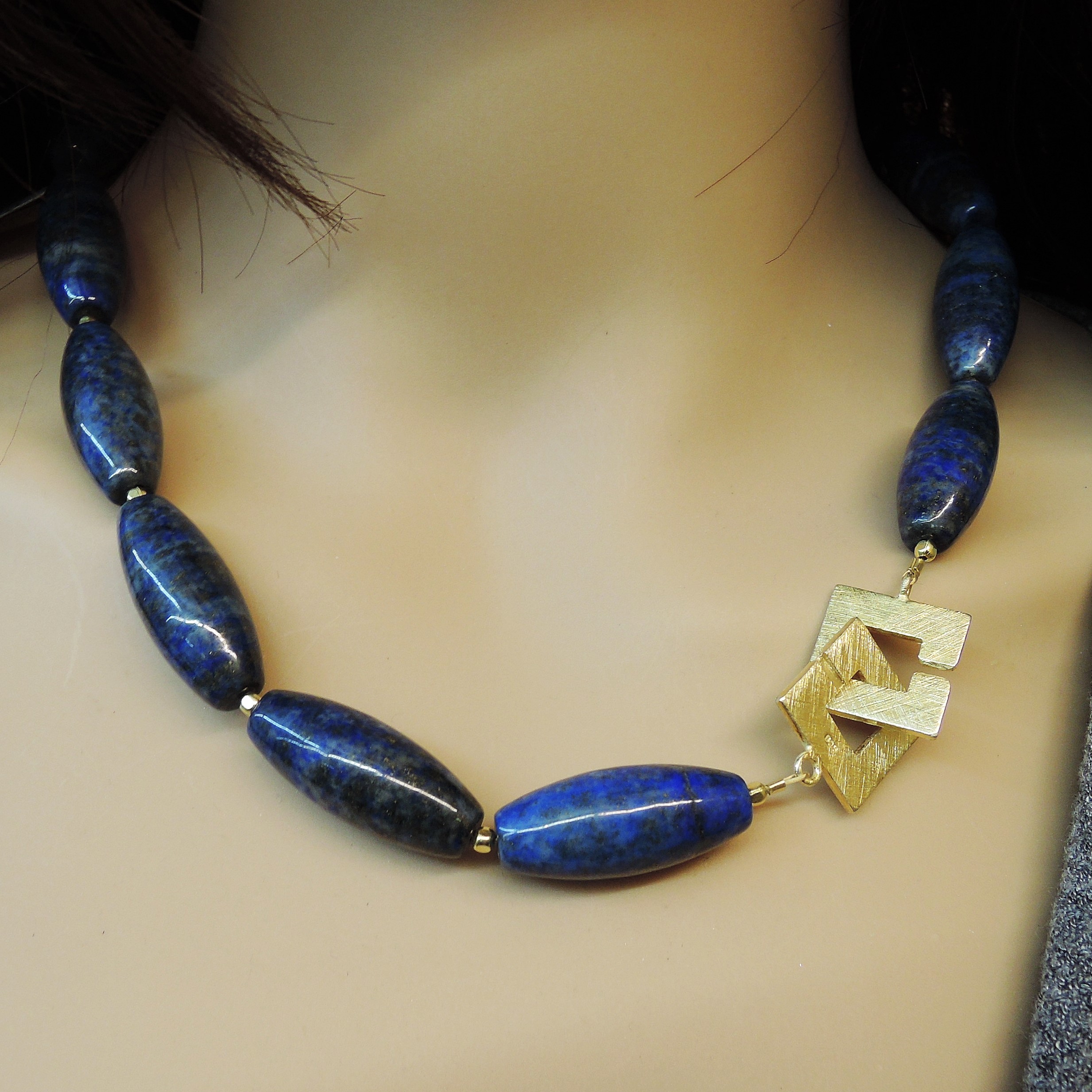 Edelsteinkette Lapis mit Schmuck Verschluß
